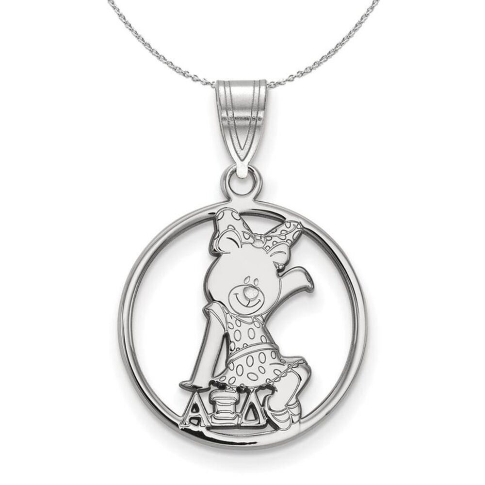 Sterling Silver Alpha Xi Delta Medium Circle Necklace - 24 Inch
